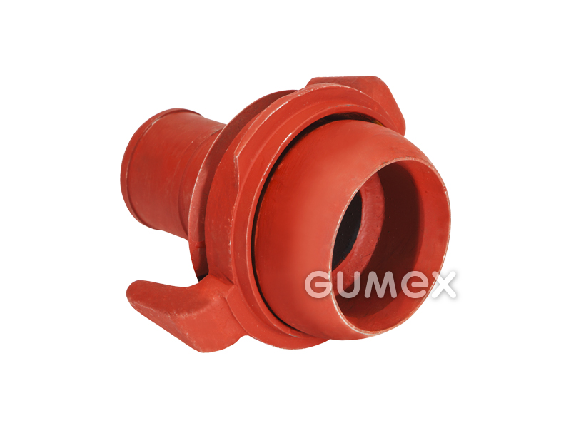 Wagenkupplung RAJ, DN80, Kugel mit Schelle und Schlauchdorn 75mm, Stahl, rot, 